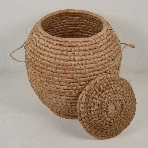 Antiker Weidenkorb mit Deckel (ca. 1930), Dekorative Objekte, Korbgeflecht, Braun, Rustic (Foto 16 von 22)