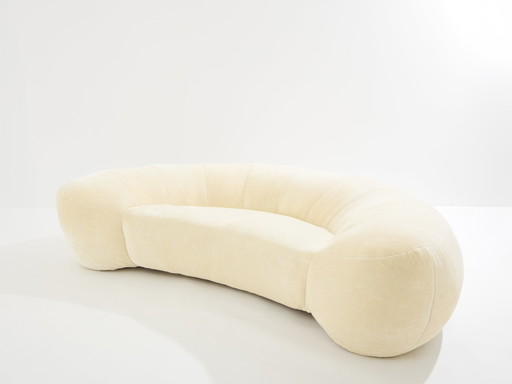 Raphaël Raffel Croissant Sofa aus Mohair-Samt 1970er Jahre