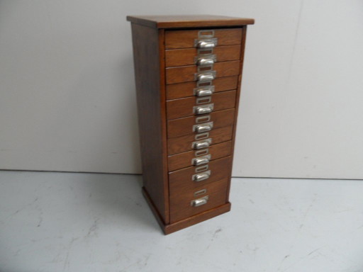 Vintage eiken archiefkast met lades