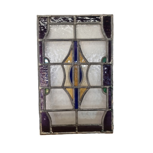 Hollands Art Deco Glas in Lood Raampje, Jaren 20/30