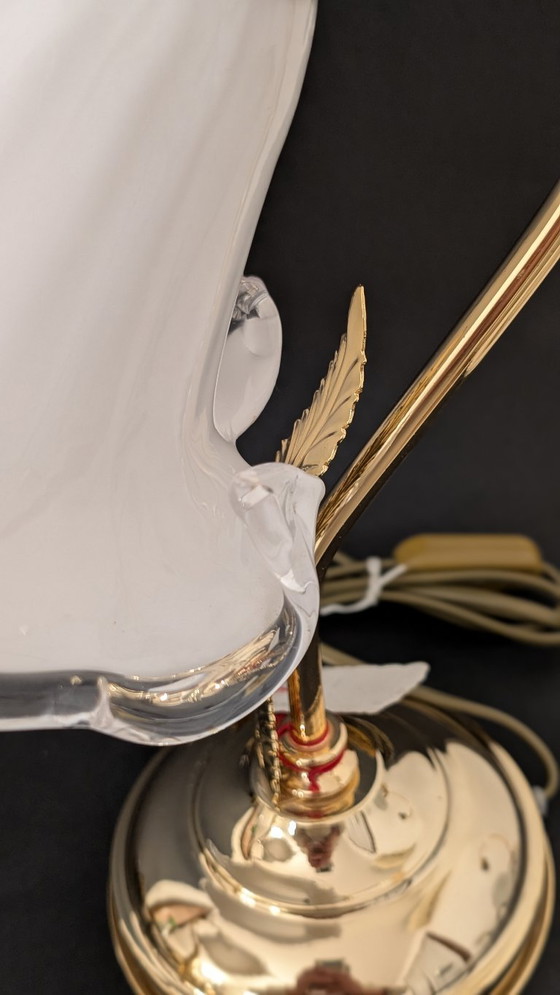 Image 1 of Refined Pair of Murano Calla Lamps, Vintage New Old Stock, 24kt Gold