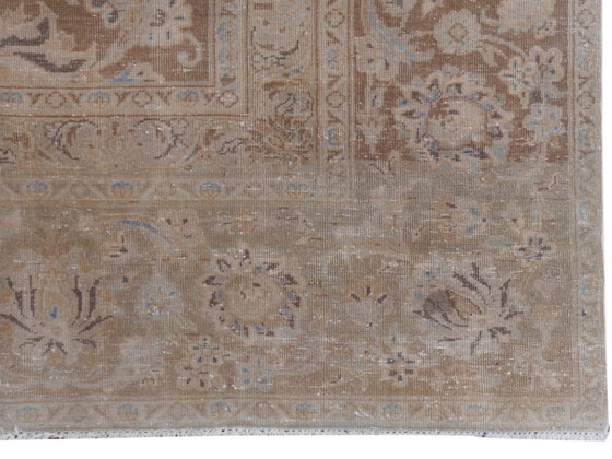 Image 1 of Vintage Ziegler Tabriz rug, brown and blue, 400 x 276 cm, for living room and dining room.