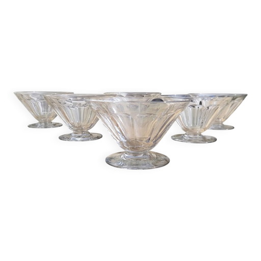 Baccarat - 6 kristallen champagneglazen model REX van ca. 1920/30 Art Deco