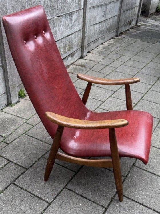 Louis Van Teeffelen Fauteuil - Pour Wébé Danemark - Bois de Teck – Skai, Wood (photo 4 of 4)