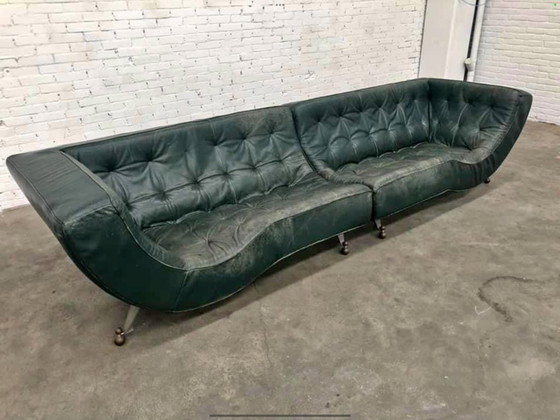 2x Montis Quintus Chaise longue | Gerard van den Berg Vintage Design, Leather, Green (photo 5 of 5)