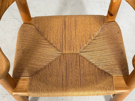 Image 1 of Rainer Daumiller & Poultries Pedersen für Grammrode 4 Stühle / Esszimmerstühle, Kiefer, Papierkordel, 1970er Jahre, Dänemark