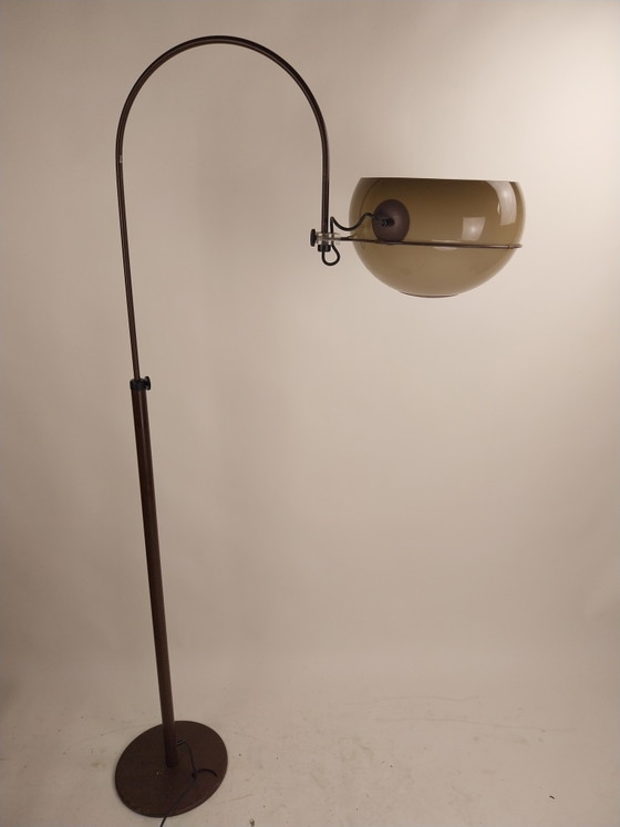 Image 1 of 1 x Gepo arc floor lamp in brown and beige 1970s height adjustable