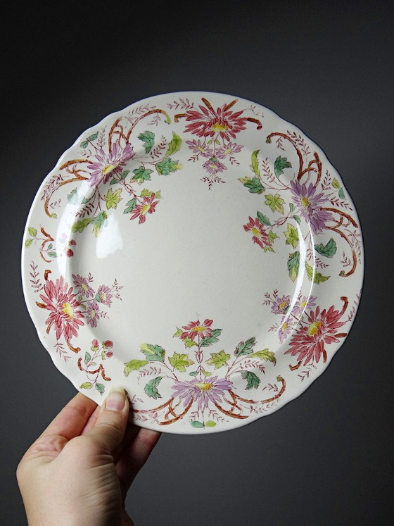 4 Antieke Longchamp Pâquerettes polychrome aardewerk dessertborden – Servies, Ceramic, Vintage (photo 5 of 15)