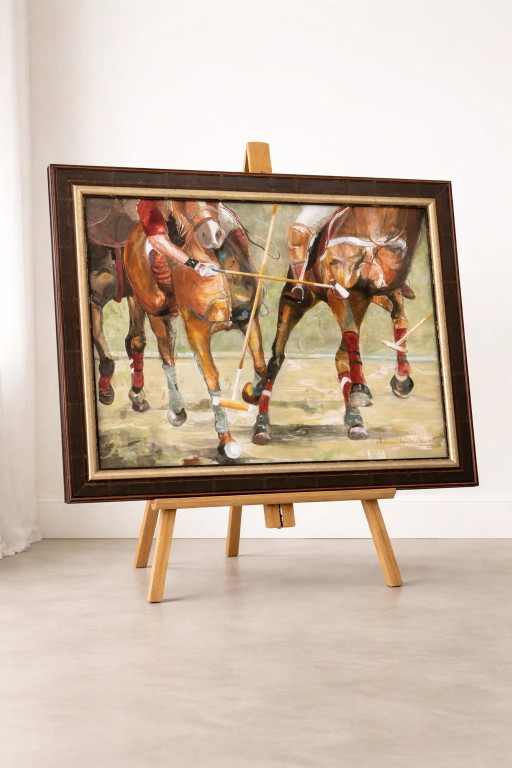 Sabine Nielsen – Escena monumental de polo – Óleo sobre lienzo – 120 x 100 cm (2001) – schilderijen tekeningen