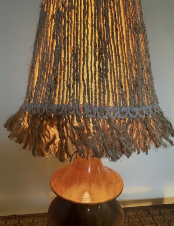 Image 1 of 70's turned wood lamp
