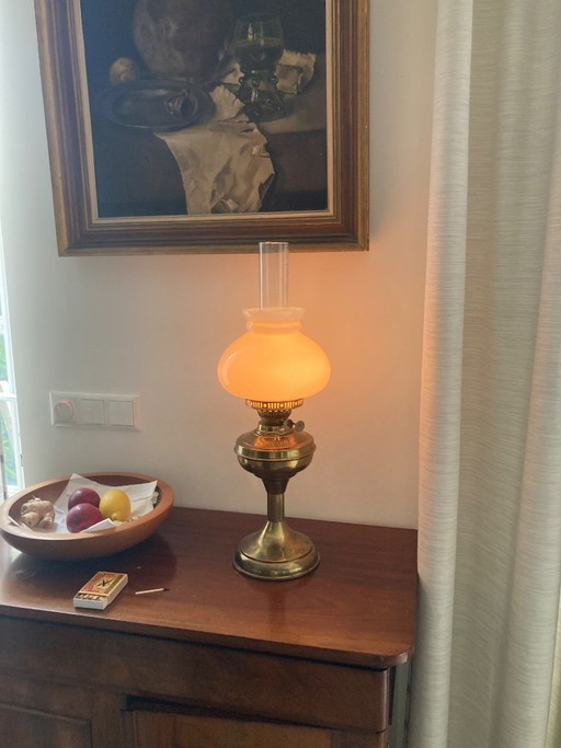 Antica lampada a olio in rame – tafellampen, Copper