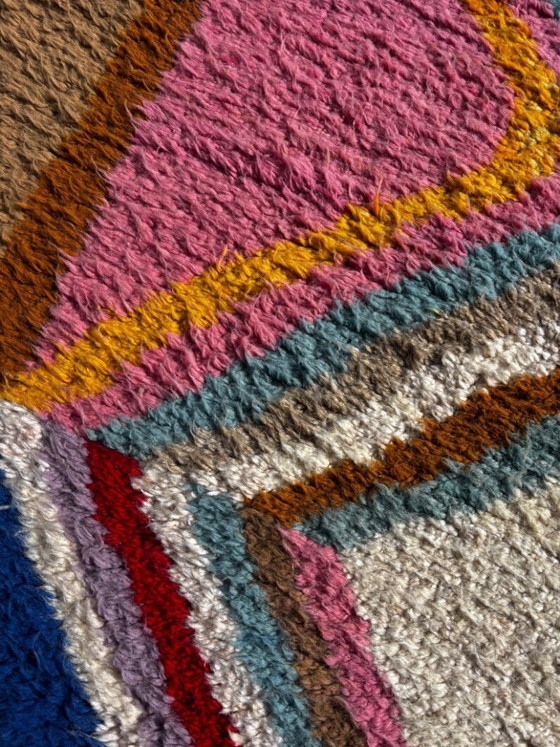 Image 1 of Berber Colorful Moroccan Beni Ourain Wool Rug 220x300 cm - Berber Moroccan Rug - Handmade Boho Floor Carpet with Bold Multicolor