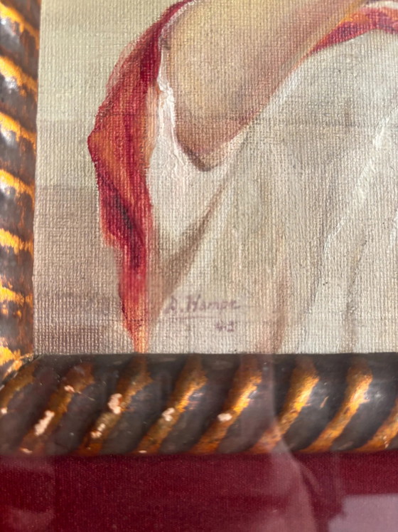 Peinture à l'huile Maternité sur toile par A. Hampe, Peintures et dessins (photo 7 sur 8)