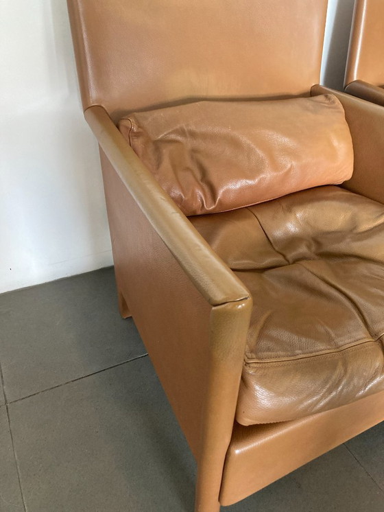 Image 1 of 2 Molteni & C Fauteuils in bruin leer 