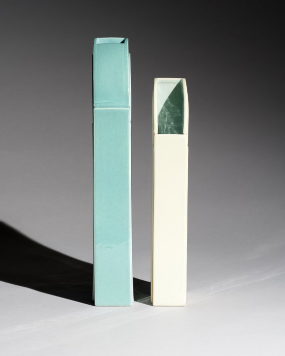 Image 1 of Rare Postmodern Ceramic Vase Duo Karl Till Staatliche Majolika Karlsruhe, 1996