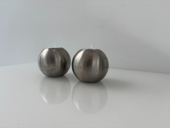 Set of 2 Stainless Steel Candle holders – Double-Sided Design – rvs (photo 3 of 13)