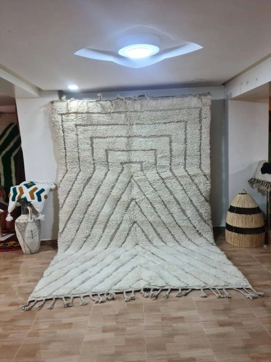 Geometric Beni Ouarain Rug - Natural Cream Wool - Modern Design - – Rugs & carpets, Cotton, Scandinavian (photo 3 of 3)