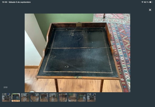 Escritorio antiguo de madera y cuero – bureau, Leather, Wood (photo 2 of 9)