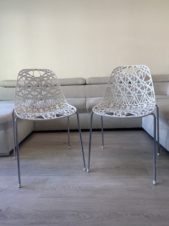Sedie da pranzo di design bianche - Crassevig Nett (Ton Haas) / Set – Chrome, Plastic (photo 4 of 7)