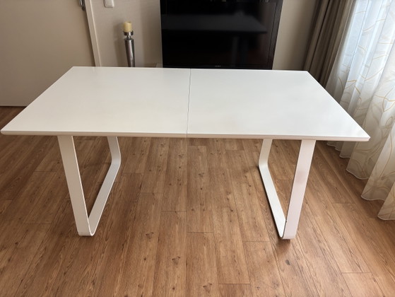 Extendable Dining Table White 160/210x90 – Metal, Wood (photo 2 of 5)