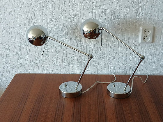 Image 1 of Eyeball Tafellampjes – Robert Sonneman Style - Vintage 