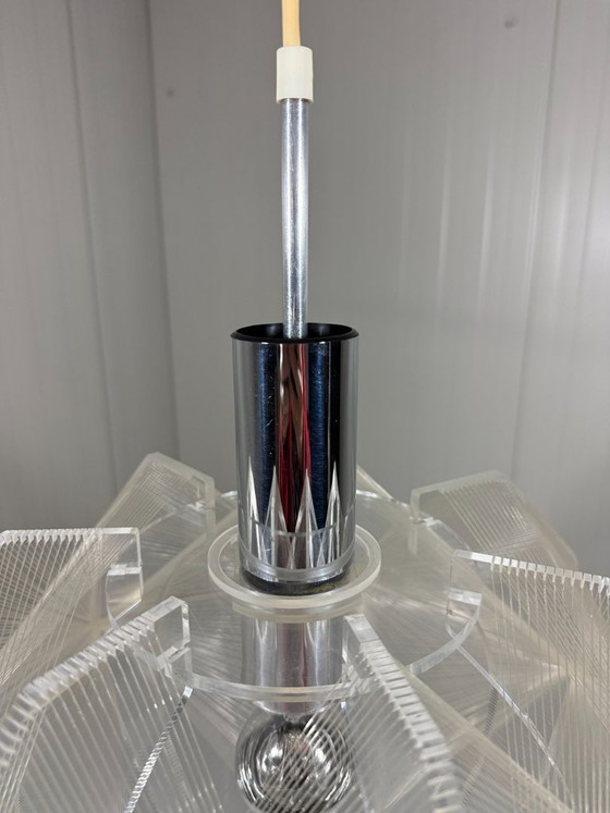 Paul Secon Swag Pendant lamp, Sompex 1960s, Plastic, Metal, Transparent, Mid Century Modern (photo 14 of 14)