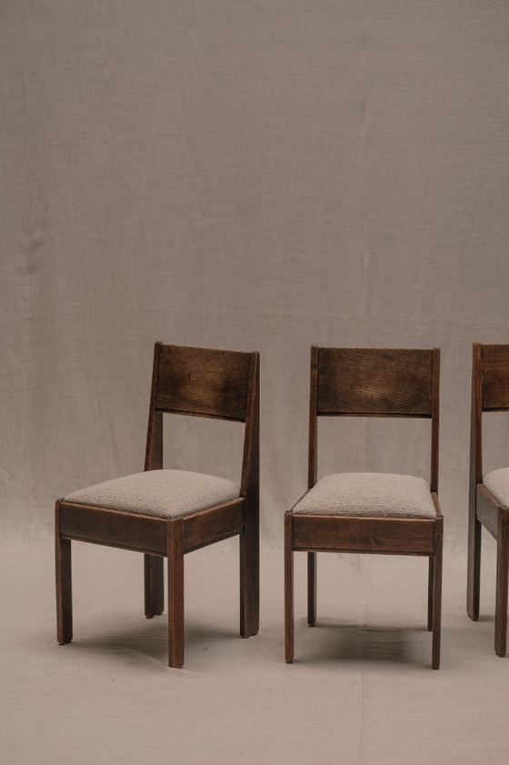 Image 1 of Früher Satz minimalistischer Esszimmerstühle, Haagse Schule