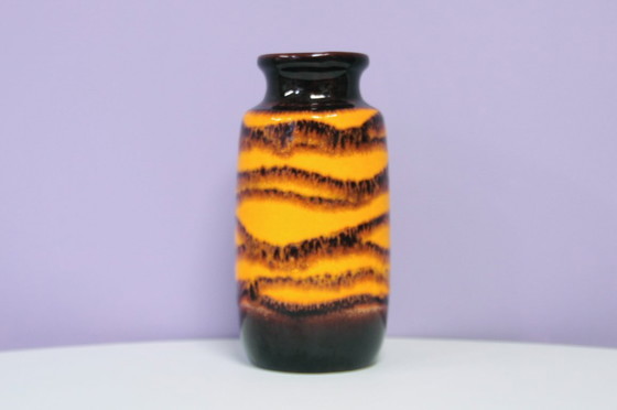 Image 1 of vaso marrone e arancione fiammato Germania Ovest