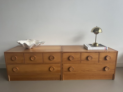 2 Vintage Deense Scandinavische Lade Kastjes Dressoir Retro