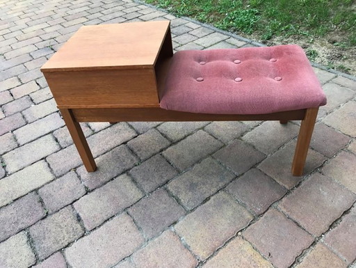 Mid-Century Teak Telefoonbankje, jaren 60