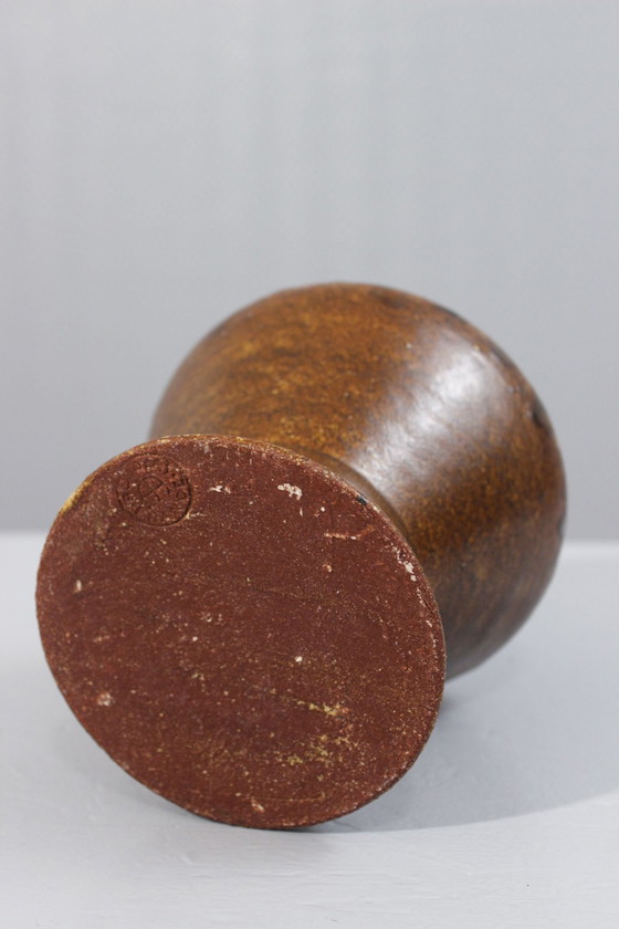 Image 1 of Cerámica Accolay - Jarrón de flores esmaltado marrón, Francia, circa 1950