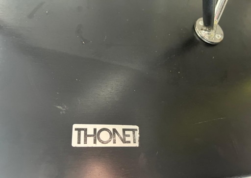 Mesa de centro Thonet Eiffel original, chapa de roble negro, diseño Bauhaus