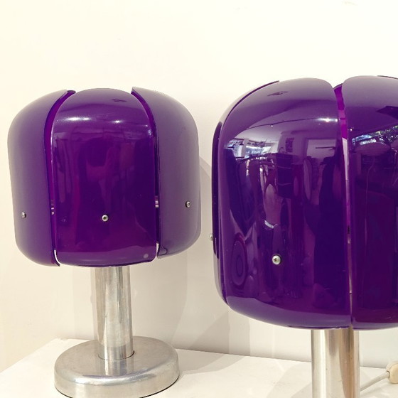 Image 1 of Lampes de table vintage en plexiglas violet