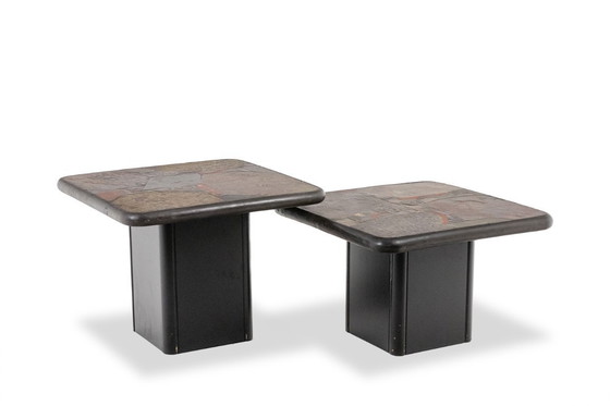 Image 1 of Paul Reinier Kingma. Pair of Brutalist-style tables. 1970s.
