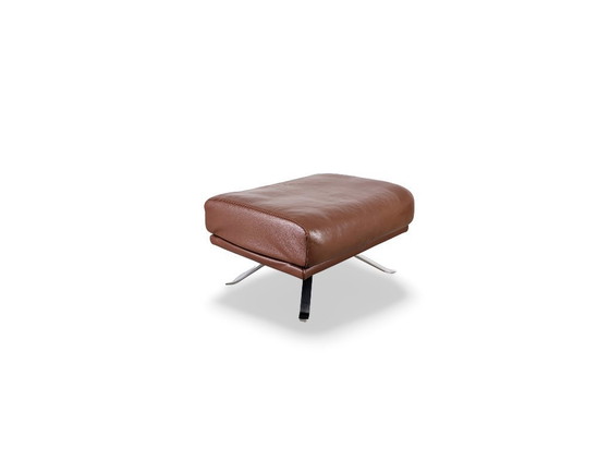 Image 1 of Pouf originale Rolf Benz in pelle marrone, poggiapiedi di design.