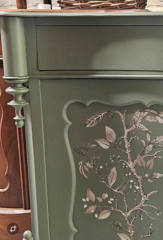 Buffet bas relooké, Bois, Vert (photo 3 sur 5)