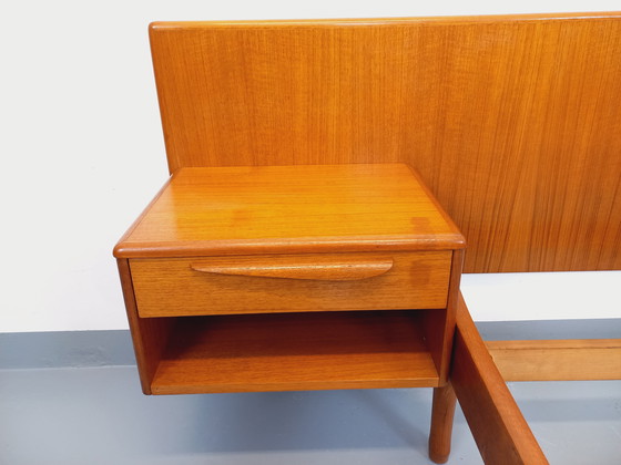 Image 1 of Scandinavian-style vintage double bed in teak by designers Tricoire and Vecchione for the "Meubles TV Paris" brand in the 1960s.