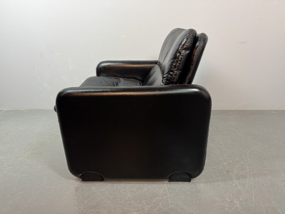 Image 1 of Mid-Century Italian Design Black Leather Lounge Chairs by Titina Ammannati & Giampiero Vitelli for Brunati, Italy, set/2, 1970s