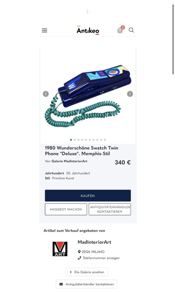 Image 1 of Telefono vintage Swatch Twinphone Deluxe in stile Memphis Pop Art anni '80, modello "Gutenberg".