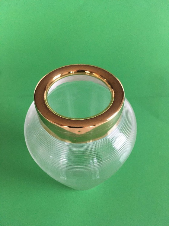 Image 1 of Antica scatola da tè in vetro retinato frisone con tappo in ottone