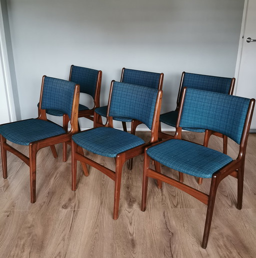 6 vintage dining chairs by Erik Buch Model 89