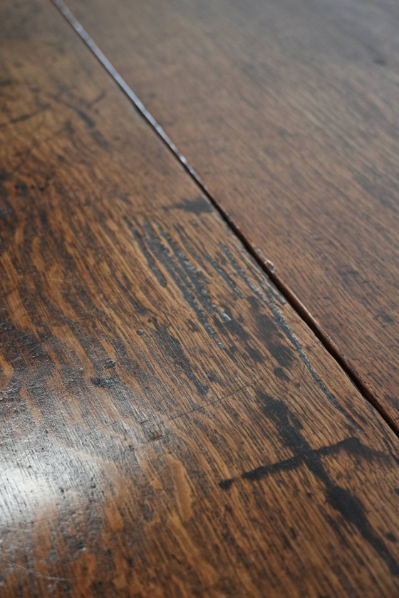 Image 1 of Antico tavolo/tavolo da pranzo inglese con le orecchie pendenti in quercia della fine del XIX secolo