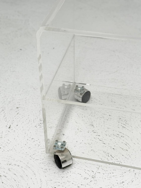 Image 1 of Space Age side table small made of plexiglass on castors