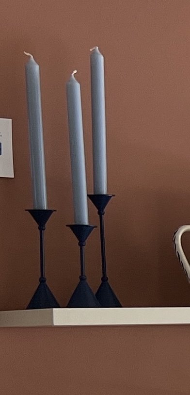 Image 1 of Memphis Milano Style Candlestick Set of 3, Vintage Mid - Century Blue