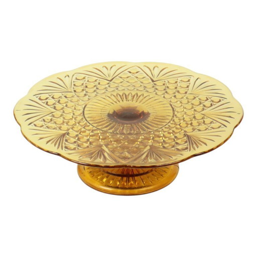 Art Deco Amber Cake Bowl Standard