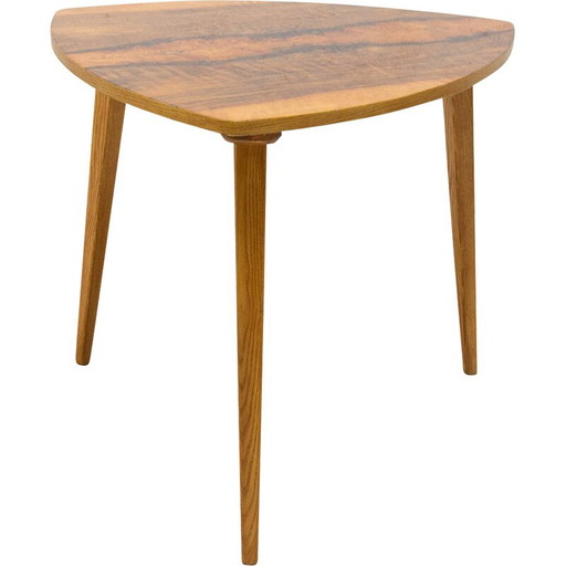 Vintage bijzettafel in walnoot, Tsjecho-Slowakije 1970