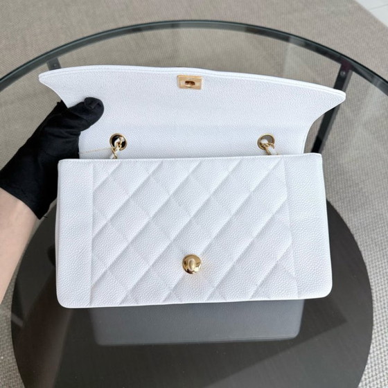 Image 1 of  Chanel Diana Medium Vintage - 25CM Quilted Caviar White Gold Hardware Series 2