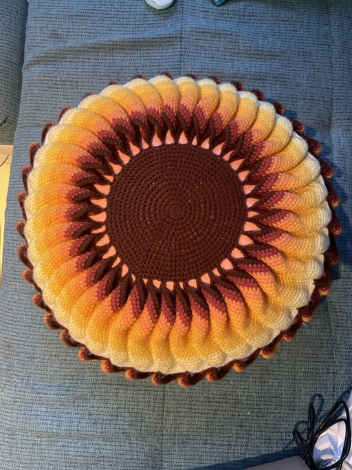 Häkelkissen Sunflower Sonnenblume Unikat