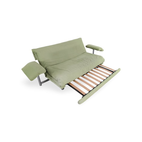 Ligne Roset Multy slaapbank in suèdegroen met armleuningen – 2 zitsbanken, Textile (photo 6 of 10)