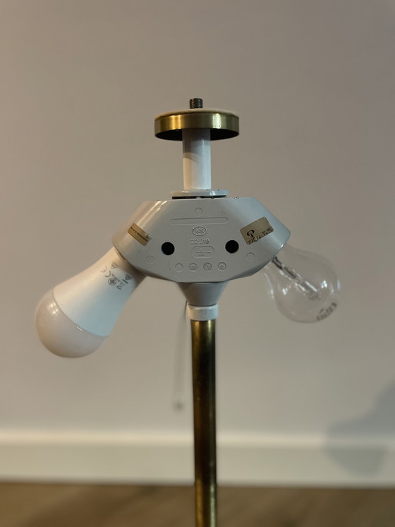 Image 1 of Space age paddestoel messing en glazen tafellamp van Peill & Puzzler 1970s